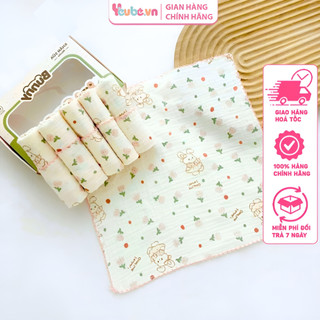 Set hộp 6 chiếc khăn sữa vải Muslin cao cấp thấm hút mềm mại cho bé