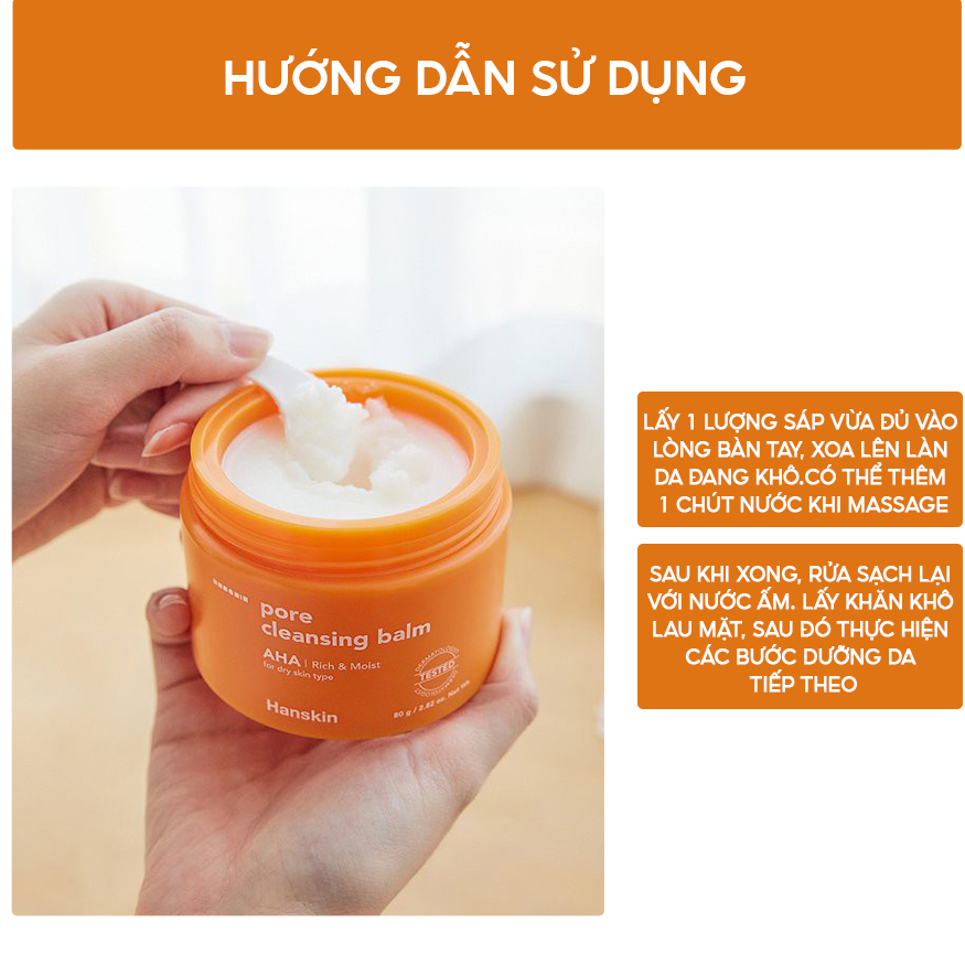 Sáp Tẩy Trang Sạch Sâu, Làm Sạch Sợi Bã Nhờn, Mụn Đầu Đen HANSKIN PORE CLEANSING BALM 80g