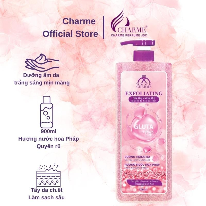 Sữa Tắm Tẩy Tế Bào Da Chết Charme Exfoliating dưỡng trắng da mềm mịn sạch sâu hương thơm nước hoa 900ml