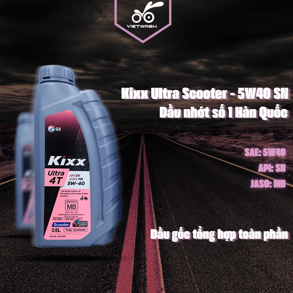 Nhớt xe máy, nhớt xe ga Kixx Ultra Scooter 5W40 API SN 800ml