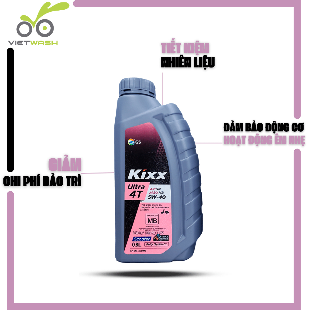 Nhớt xe máy, nhớt xe ga Kixx Ultra Scooter 5W40 API SN 800ml