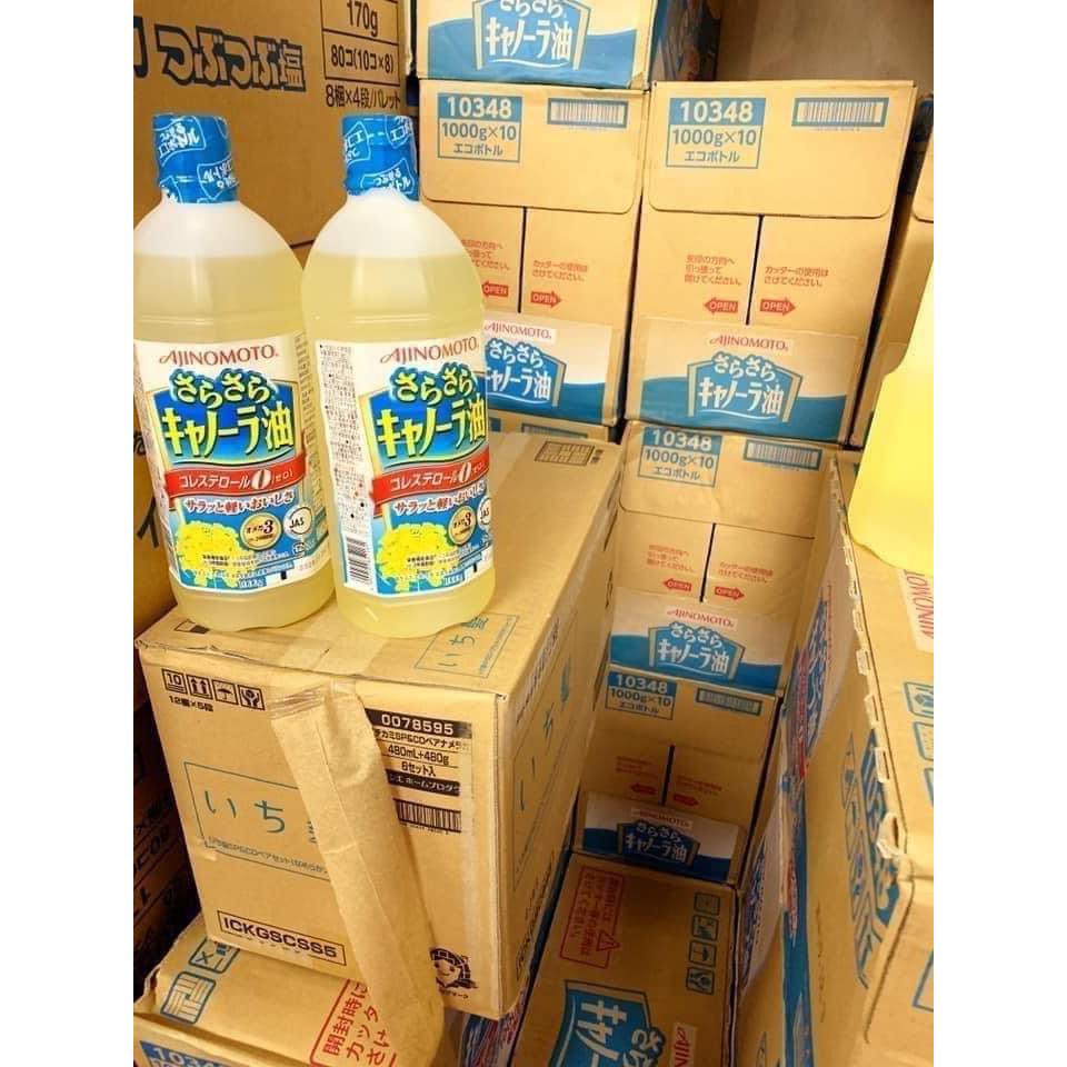 Thùng 10 Chai Dầu Hoa Cải Aijinomoto Nhật Bản 1000G/Chai