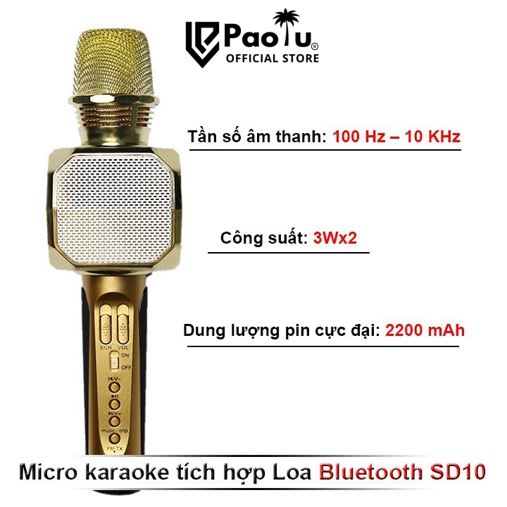 Micro Karaoke Bluetooth SD 10 Paolu Cho Mọi Loại Thiết Bị Có Bluetooth