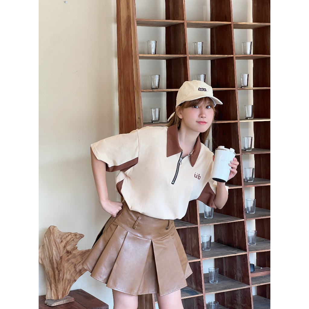 Áo Polo nam nữ form rộng vải cotton dây kéo phối màu Zippy Polo