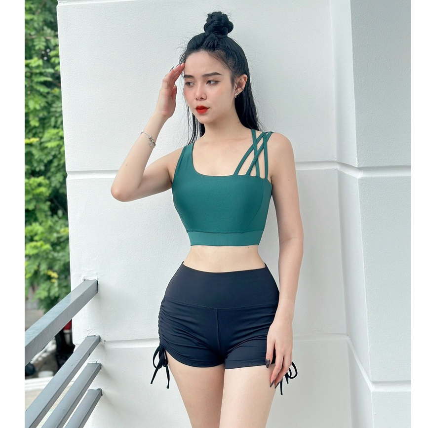 Áo bra đan dây 1 bên vai mặc được 2 kiểu , thể thao siêu đẹp