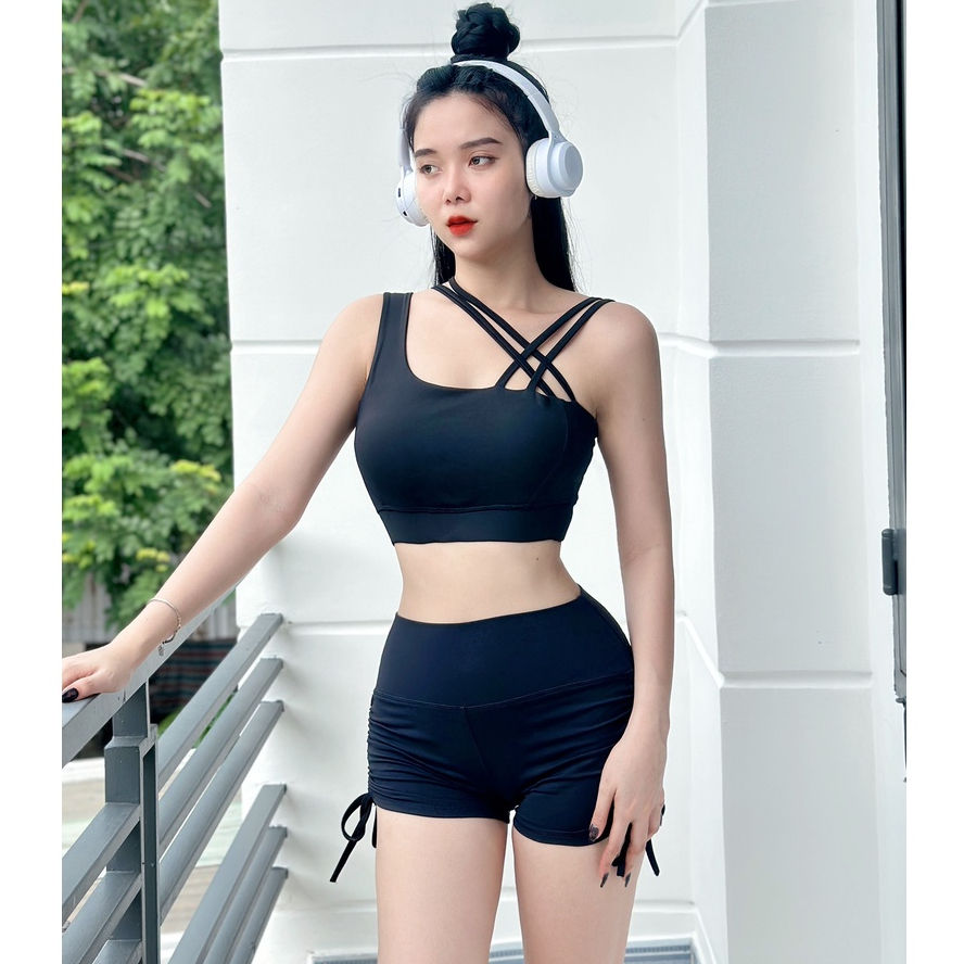 Áo bra đan dây 1 bên vai mặc được 2 kiểu , thể thao siêu đẹp