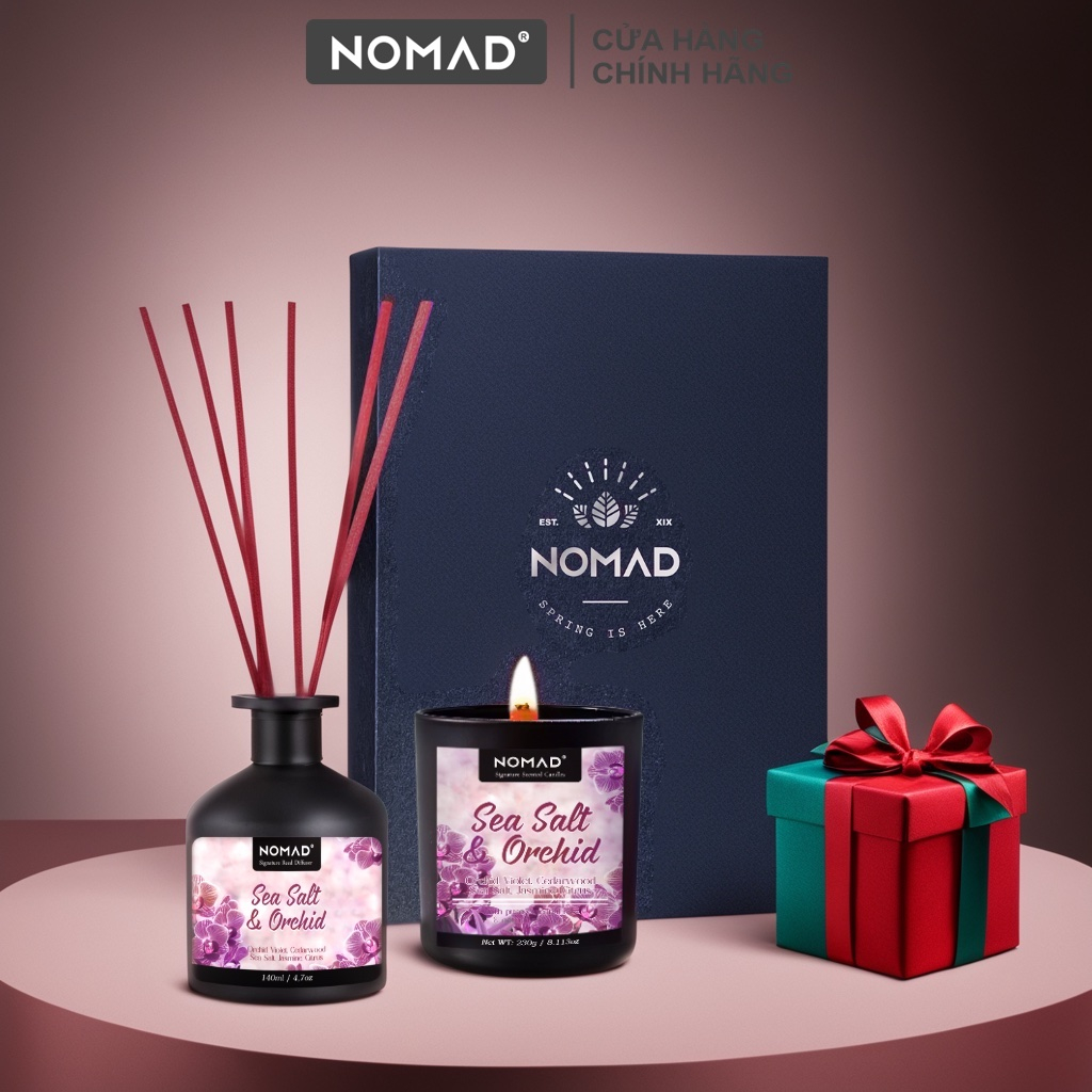 Nến Thơm, Tán Hương Mùi Phong Lan Muối Biển Nomad Signature Scented Candle 230g - Sea Salt & Orchid