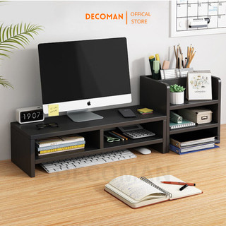 Kệ máy tính để bàn kèm kệ sách DECOMAN làm từ gỗ MDF cao cấp phủ Melamine giúp bạn làm việc thoải mái và dễ chịu - D11