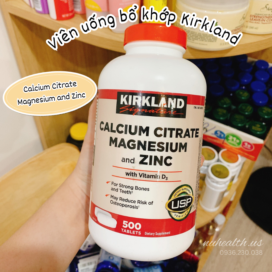 Viên Uống Bổ Xương Khớp Kirkland Calcium Citrate Magnesium And Zinc With Vitamin D3 500 Viên Của Mỹ