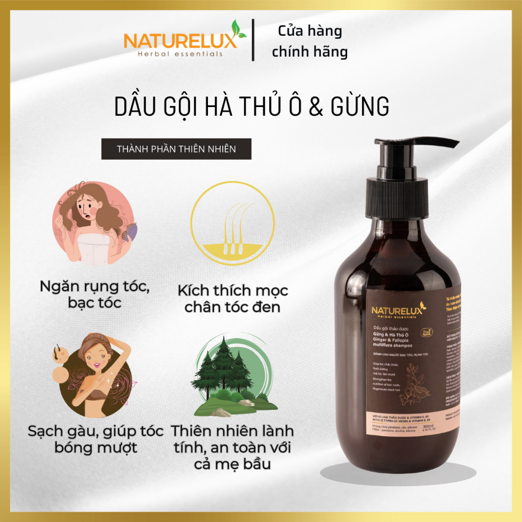 Dầu gội Hà Thủ Ô Gừng NATURELUX  300ml