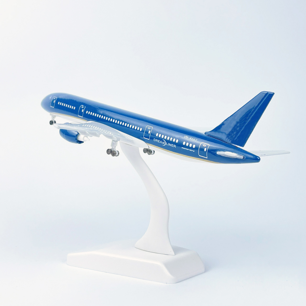 Mô hình máy bay VN Boing 787 bằng kim loại có đế trưng bày dài 16cm và 20cm