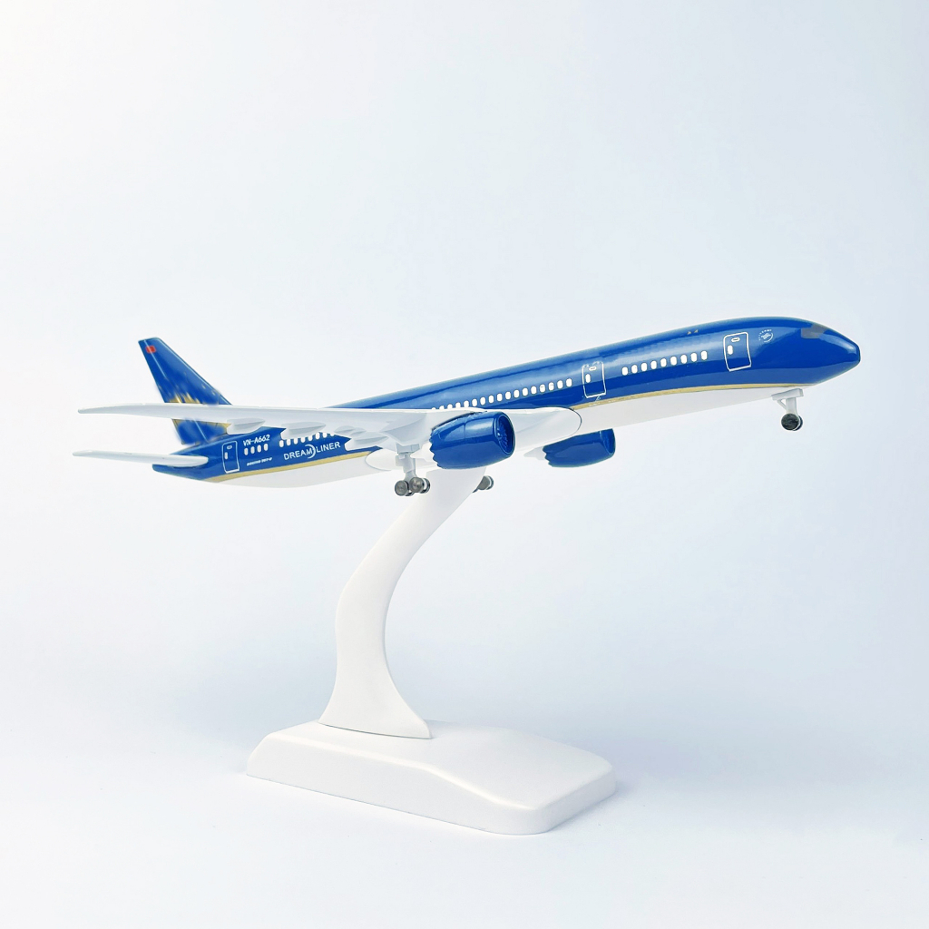 Mô hình máy bay VN Boing 787 bằng kim loại có đế trưng bày dài 16cm và 20cm