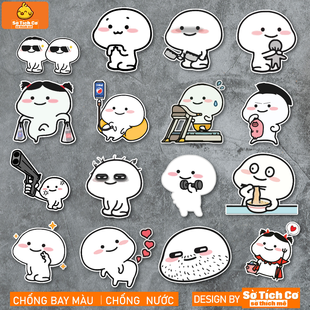 Cutie chống nước sticker dán mũ bảo hiểm, laptop, điện thoại, đàn guitar, vali. MSP: NS54