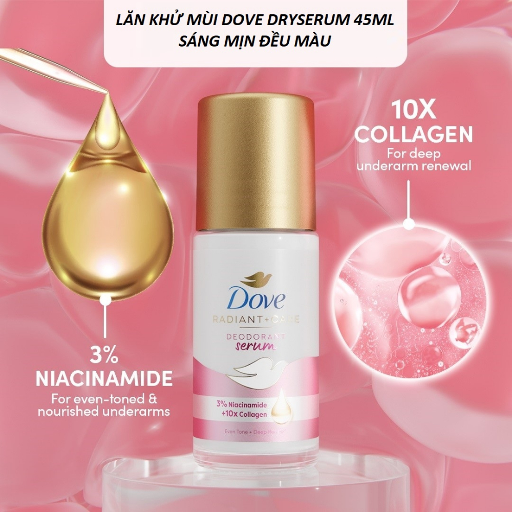 Lăn Khử Mùi Dove Tinh Chất Serum 3% Niacinamide Collagen Vitamin C E