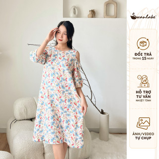 SWANLAKE | Đầm Suông Linen Bông Khoét Vai Phom A Phong Cách Công Sở, Đi Tiệc - MÃ: D10092LW01