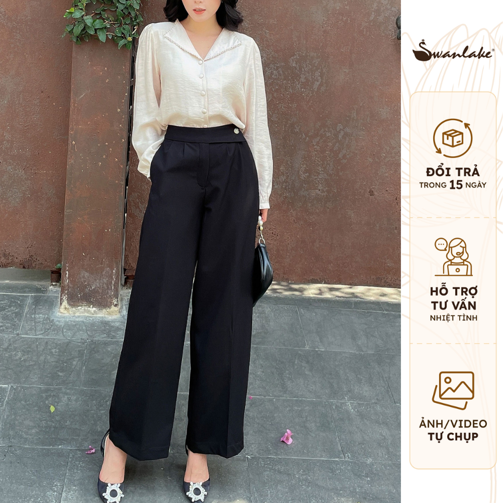 SWANLAKE | Quần Suông Nữ Trung Niên Lưng Gài Nút Lệch Phong Cách Công Sở - MÃ: Q09942LW04