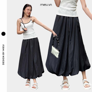 Chân váy nữ form dài lưng thun kèm dây rút lai váy điều chỉnh độ phồng MIEU - KAU09