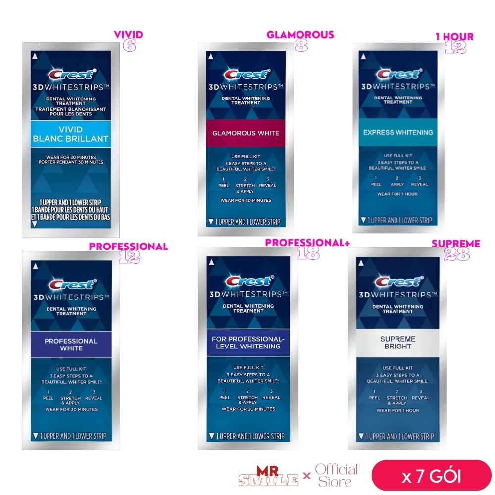 [SET 7 GÓI] Miếng dán trắng răng Crest Professional – From Crest Store Official