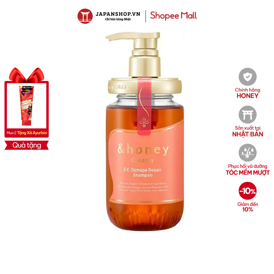 Dầu gội phục hồi hư tổn hữu cơ thiên nhiên &Honey Melty Damage Repair made in Japan Nhật Bản