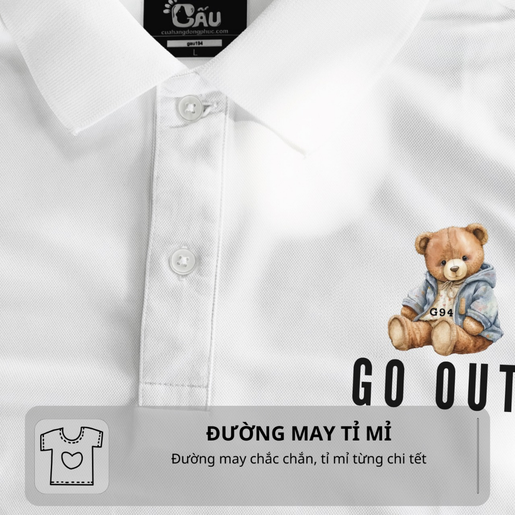 Áo thun Polo GẤU 194 vải cá sấu poly, co dãn 4 chiều dày dặn form gerular fit - PL 1SOC GOOUT