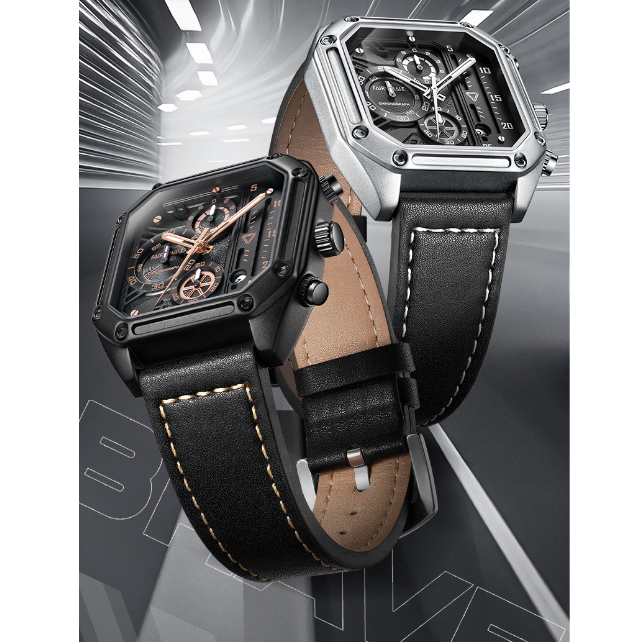 Đồng Hồ Nam Chính Hãng Mark Fairwhale FW005 Mặt Vuông Size 41mm Dây Da Cao Cấp 30m Kính Cường Lực Mang Phong Cách Âu Mỹ