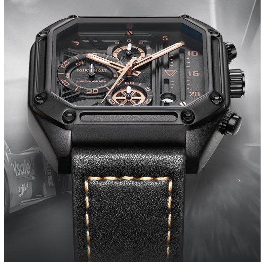 Đồng Hồ Nam Chính Hãng Mark Fairwhale FW005 Mặt Vuông Size 41mm Dây Da Cao Cấp 30m Kính Cường Lực Mang Phong Cách Âu Mỹ