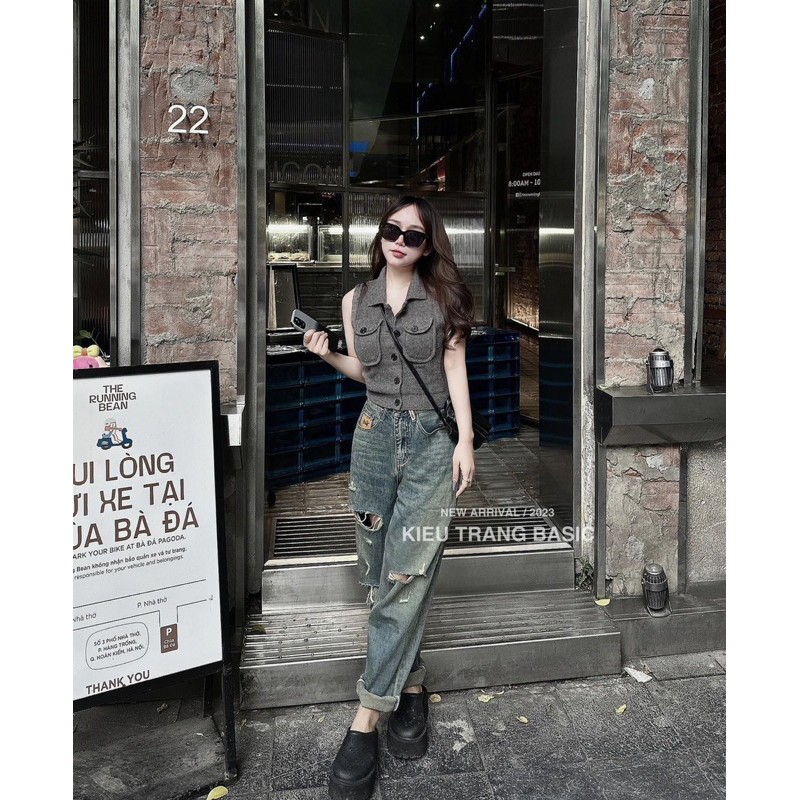 Quần jeans bò baggy rách hàng QCL1