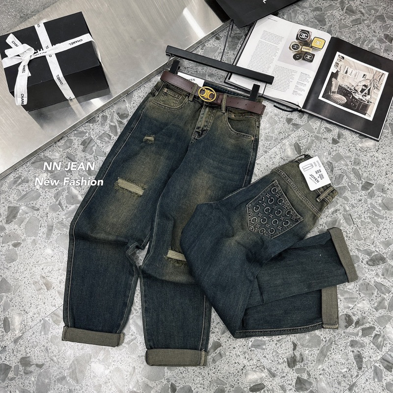 Quần jeans bò baggy rách hàng QCL1