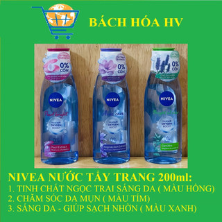 Nước tẩy trang 0% cồn nivea 200ml - bach hoa hv