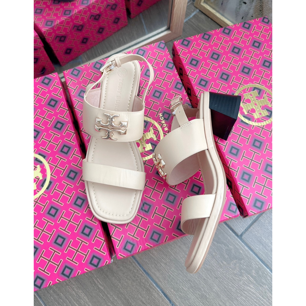 Giày Sandal Cao Gót Da Quai Ngang Tory Burch 5p