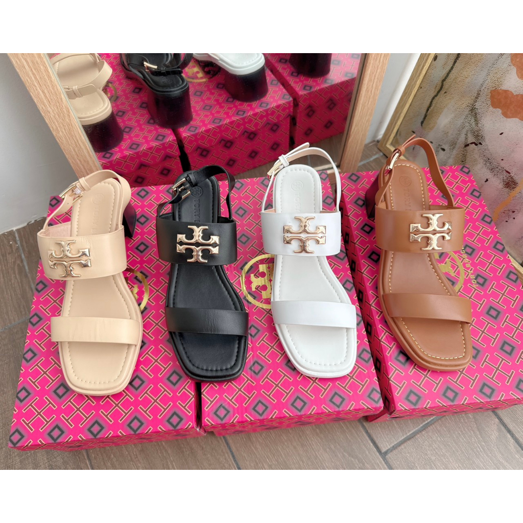 Giày Sandal Cao Gót Da Quai Ngang Tory Burch 5p