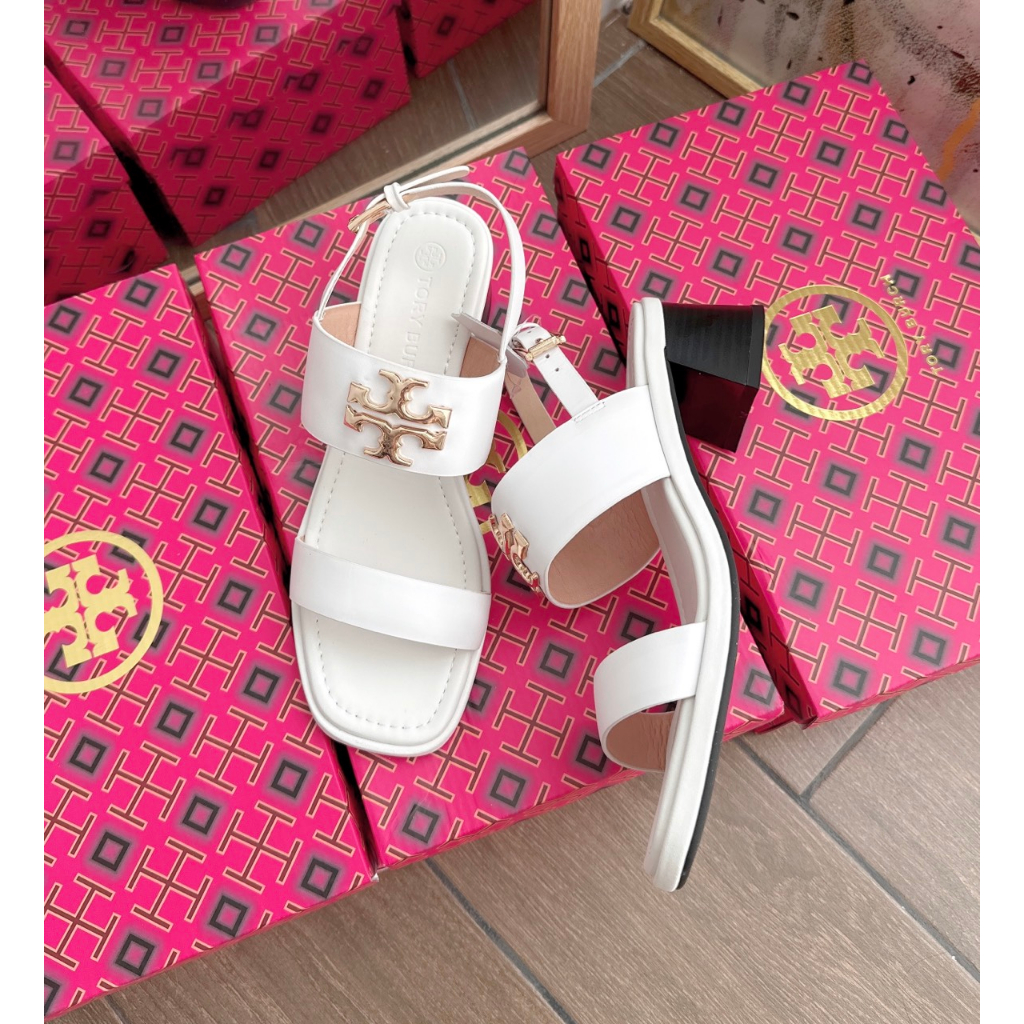 Giày Sandal Cao Gót Da Quai Ngang Tory Burch 5p