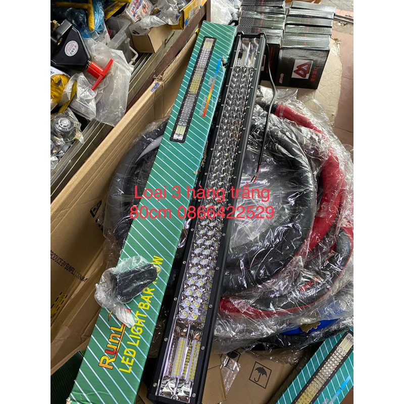 Đèn led trợ sáng 80cm 3 hàng bóng siêu sáng cho ô tô , tàu thuyền, máy cày, máy múc.. mắt sâu sáng rộng 12V 24V CHUNG