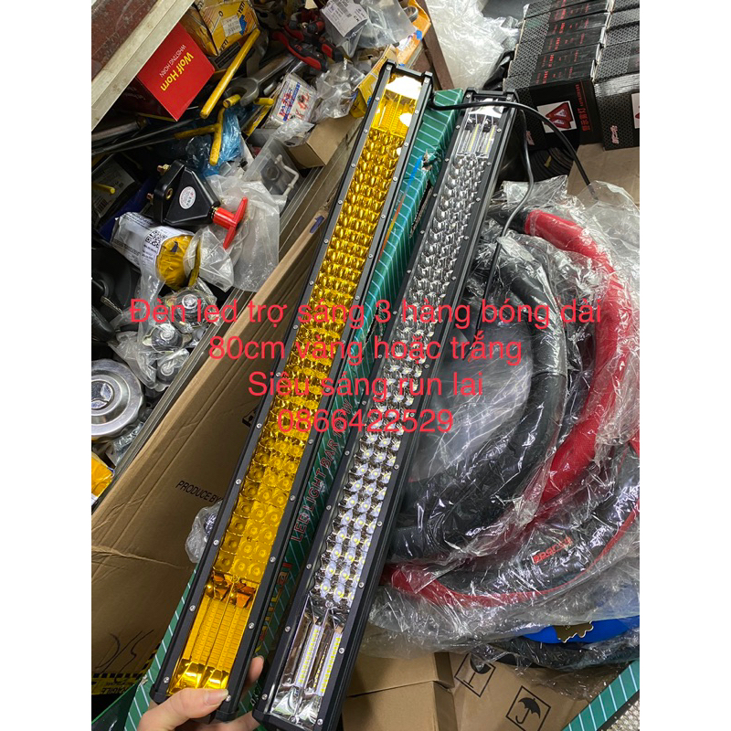 Đèn led trợ sáng 80cm 3 hàng bóng siêu sáng cho ô tô , tàu thuyền, máy cày, máy múc.. mắt sâu sáng rộng 12V 24V CHUNG