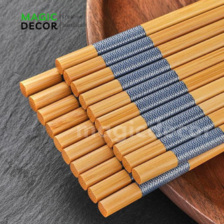 Đũa gỗ tre Viền Xanh xuất khẩu cao cấp LOẠI 1 chống mốc hàng KHÔNG HOÁ CHẤT Hộp 10 đôi - Magichomedecor