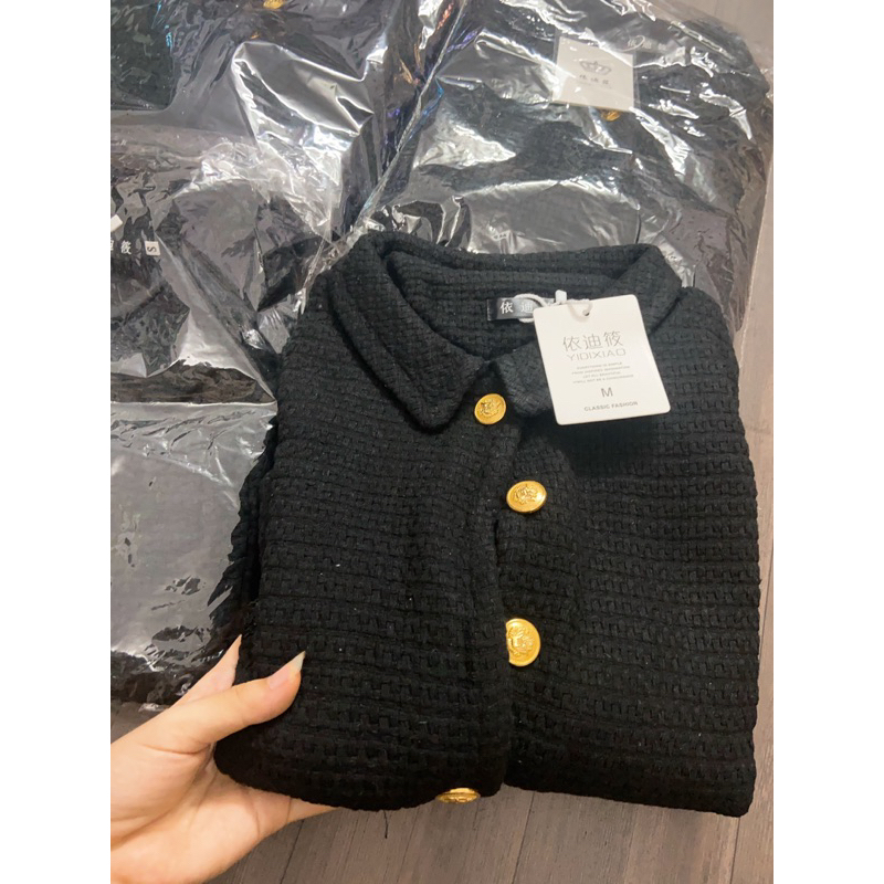 Áo khoác dạ Tweed khuy đồng sang chảnh có cổ siêu xinh hàng QC