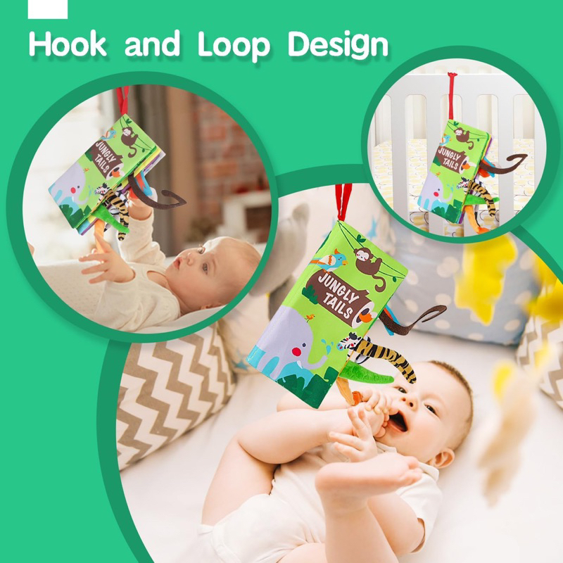 Sách vải đuôi động vật giáo dục sớm dành cho bé - Beiens Jungle Tails