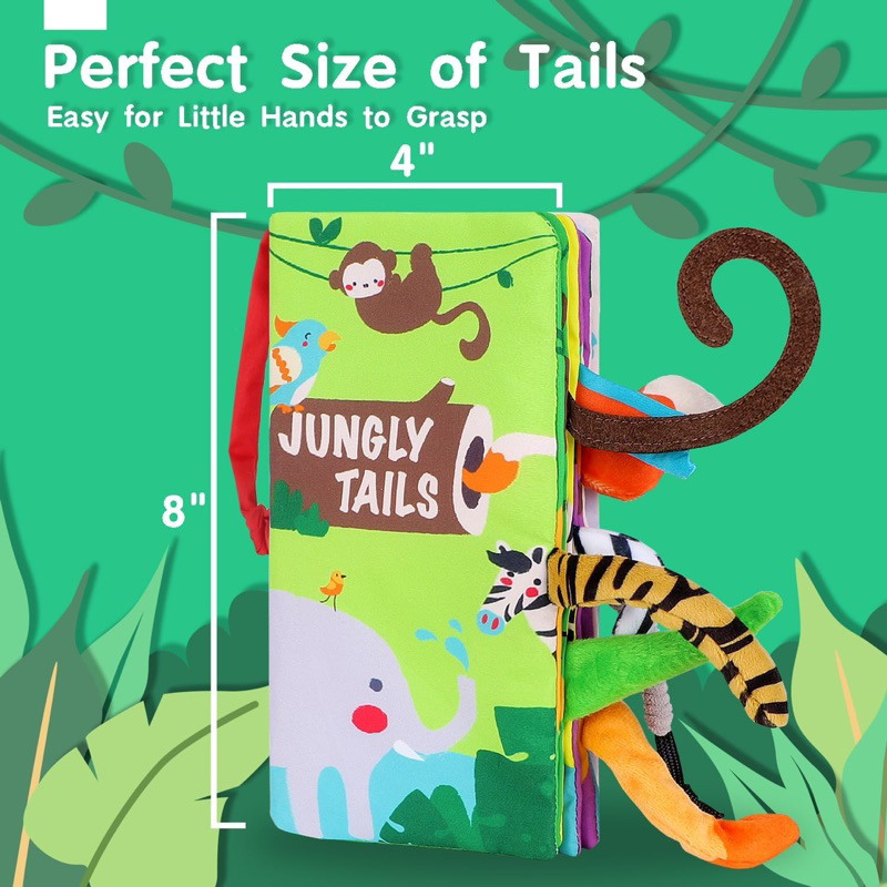Sách vải đuôi động vật giáo dục sớm dành cho bé - Beiens Jungle Tails