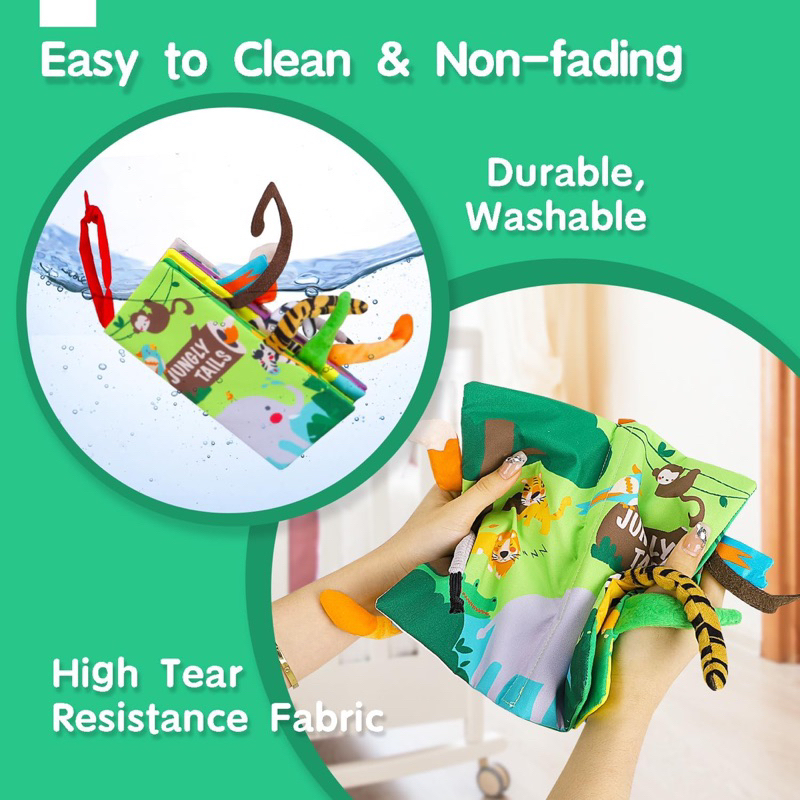 Sách vải đuôi động vật giáo dục sớm dành cho bé - Beiens Jungle Tails