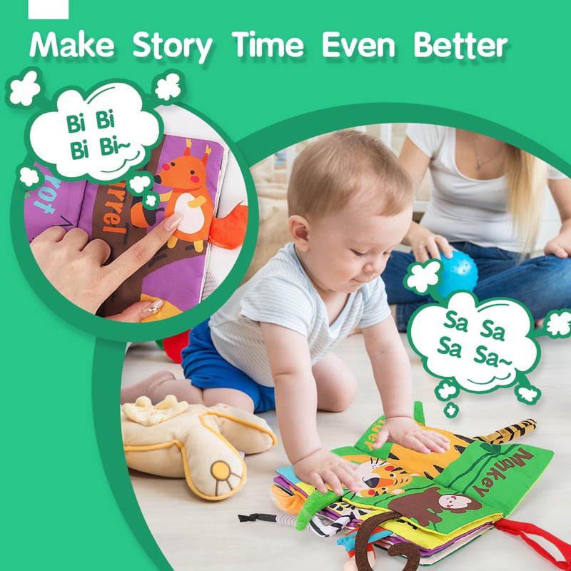 Sách vải đuôi động vật giáo dục sớm dành cho bé - Beiens Jungle Tails