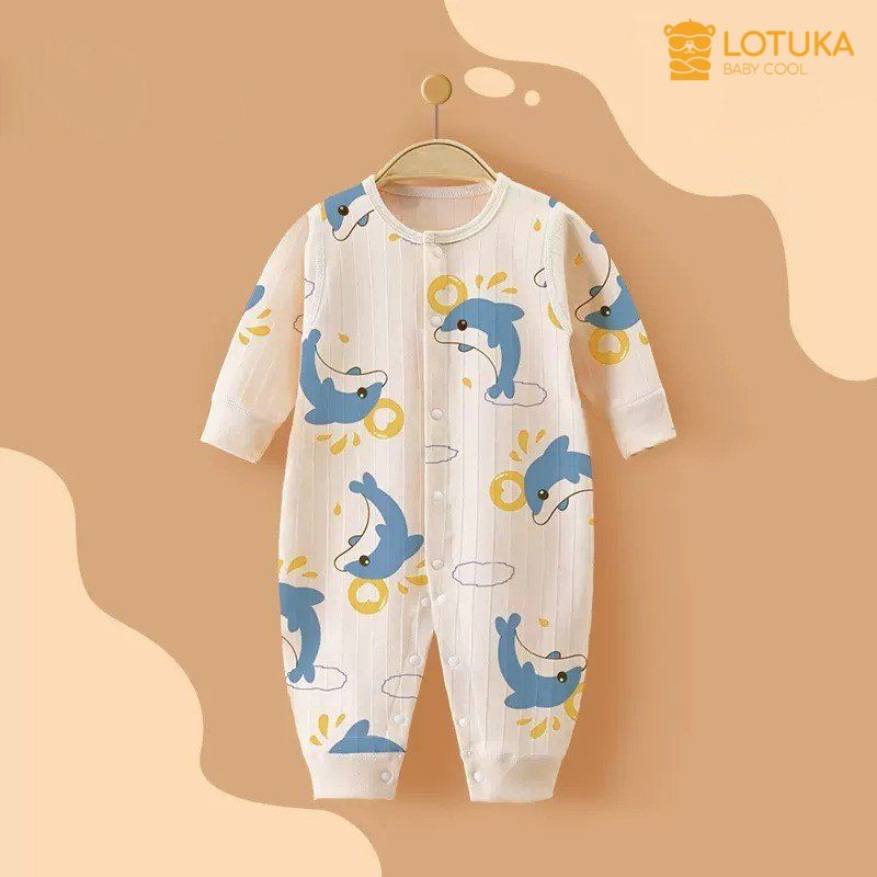 Bodysuit Thu Đông LOTUKA Chất Len Tăm Ấm Áp, Bộ Đồ Liền Thân Cho Bé Họa Tiết Đáng Yêu, Quần Áo Trẻ Em Size 3-12kg