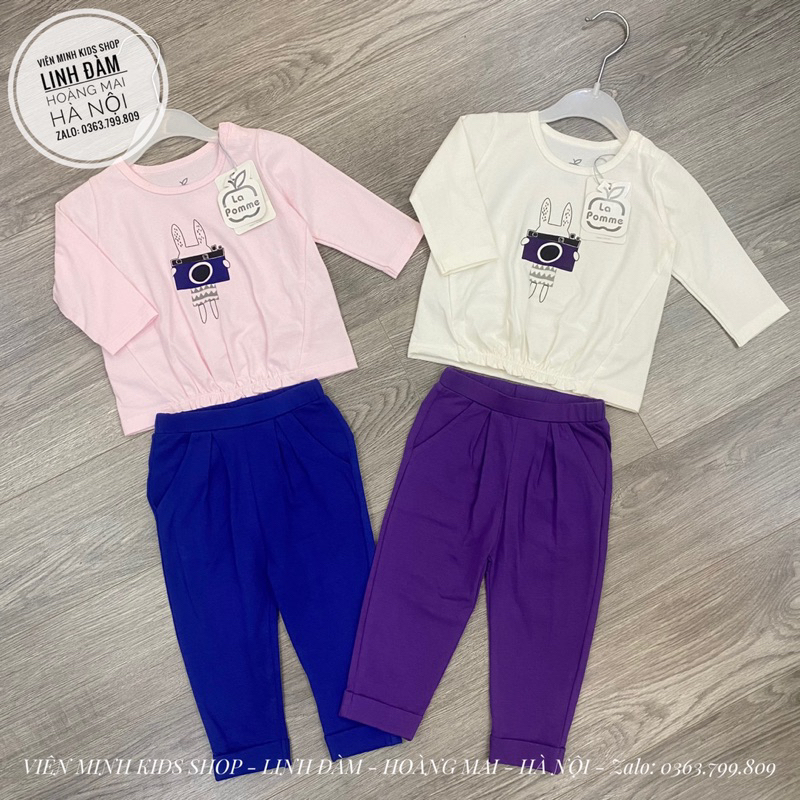 LA POMME Bộ dài tay thỏ con vui vẻ hãng La pomme