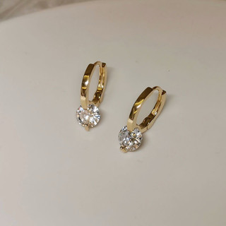 Khuyên tai bạc 925 summery tròn gắn đá tròn bông tai s925