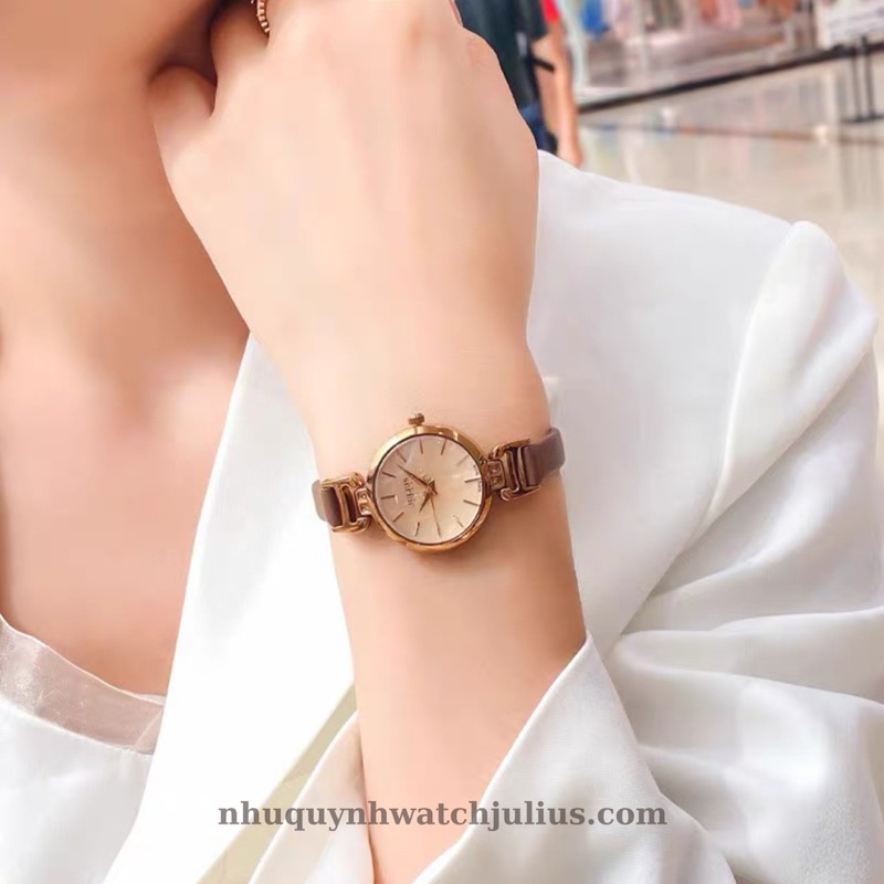 Đồng hồ nữ Julius Hàn Quốc Ja-925E dây da (Nâu)