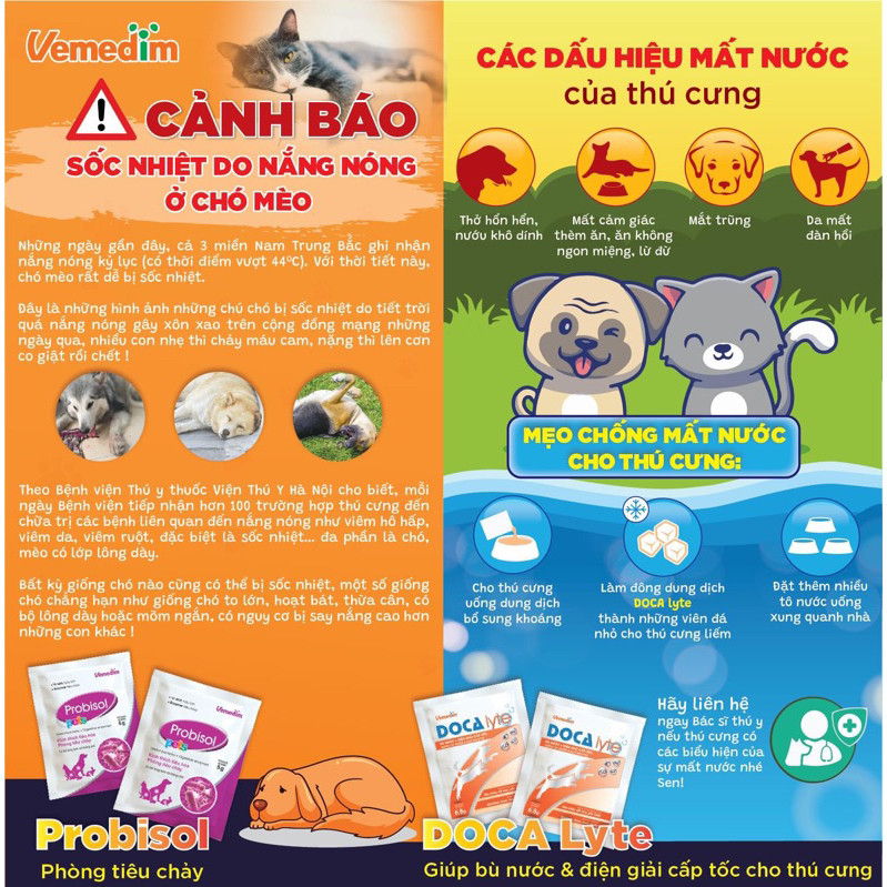 DOCA LYTE Vemedim Bù Nước và Điện Giải Cấp Tốc Cho Chó Mèo Mùa Nắng Nóng  _ưu đãi