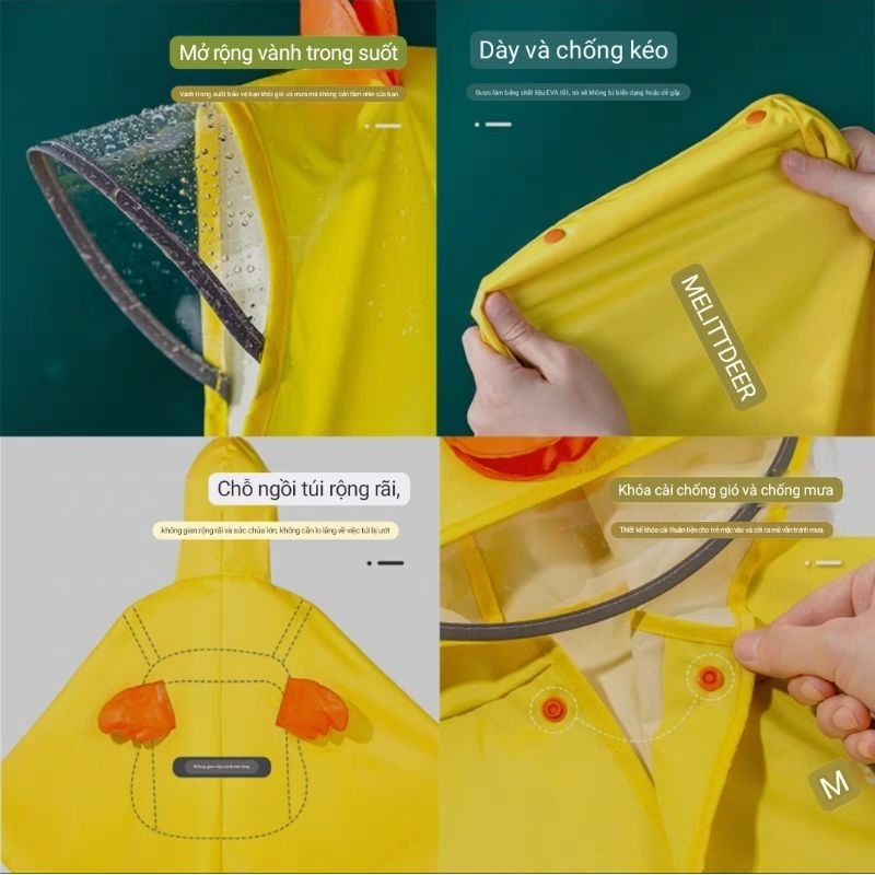 Áo Mưa Cho Bé Trai Bé Gái Hàng Cao Cấp Mẫu Mới Dáng Cánh Dơi Dày Dặn Tiện Lợi
