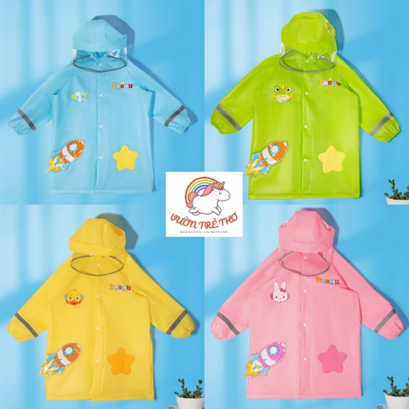 Áo Mưa Cho Bé Trai Bé Gái Hàng Cao Cấp Mẫu Mới Dáng Cánh Dơi Dày Dặn Tiện Lợi