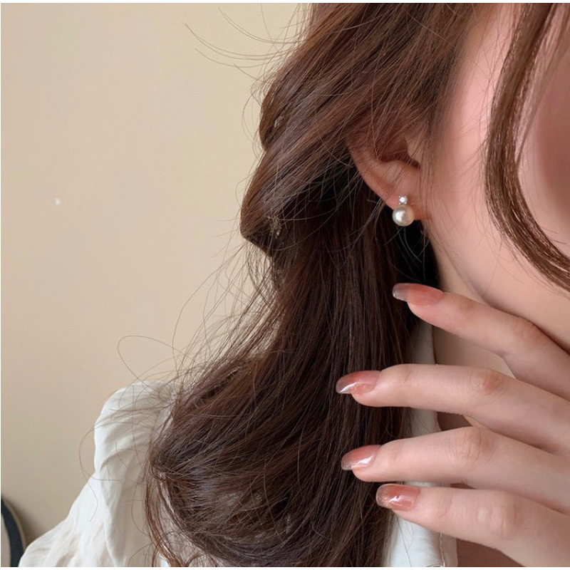 Khuyên tai bạc 925 SUMMERY nụ ngọc trai nhân tạo 8mm phối đá bông tai S925