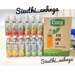 Thùng 24 chai trà hoa quả cozy 455ml đủ vị