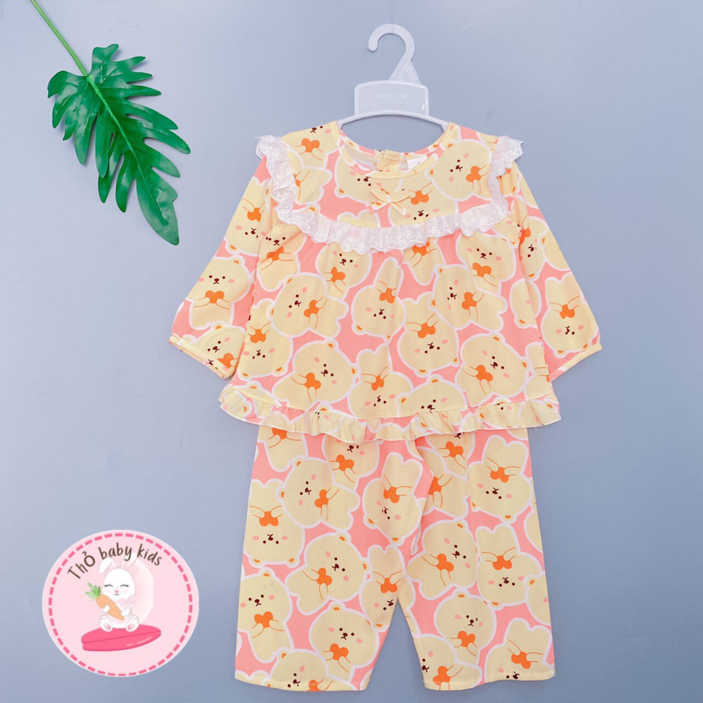 Bộ lanh/tole tiểu thư tay dài quần dài bé gái shop thỏ baby kids
